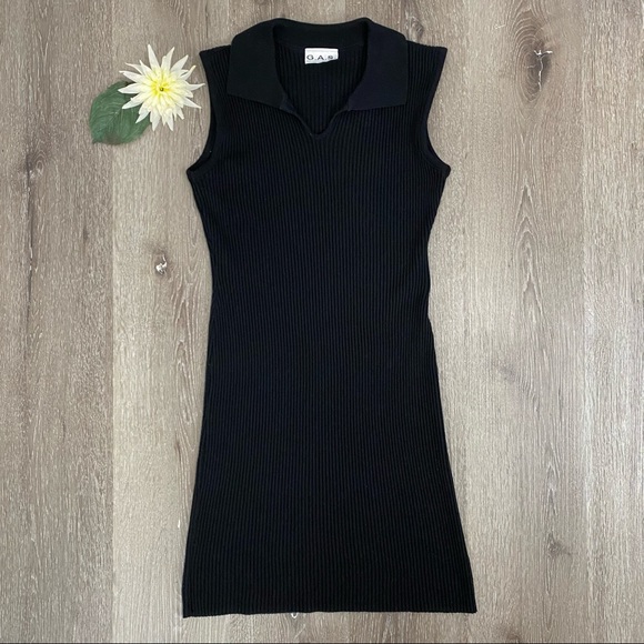 Vintage 90's Black Ribbed Knit Sweater Dress - Picture 6 of 9